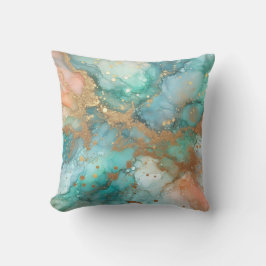 Turquoise en gouden Abstract Sierkussen