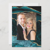 Turquoise en gouden agaat trouwfoto save the date (Achterkant)