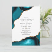 Turquoise en gouden agaat verlovingsfeest kaart (Staand voorkant)