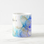 Turquoise en Gouden Alcohol Inkt & Naam Koffiemok (Center)