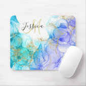 Turquoise en Gouden Alcohol Inkt & Naam Muismat (Met muis)