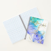 Turquoise en Gouden Alcohol Inkt & Naam Notitieboek (Binnen)