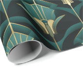 Turquoise en gouden art deco patroon cadeaupapier (Rol Hoek)
