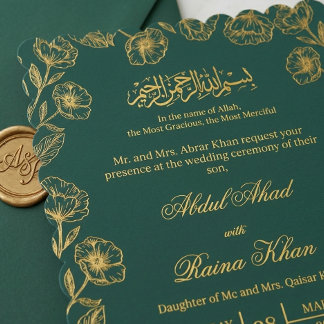 Turquoise en Gouden Bloem Motief Islamitische Mosl Kaart