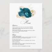 Turquoise en Gouden Bloemen Bruiloft Menu (Voorkant)