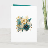 Turquoise en Gouden Bloemen Bruiloft Programma (Achterkant)