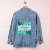 Turquoise en Gouden Bloemen Denim Jacket (Hangar)
