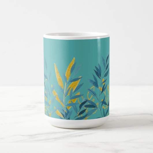 Turquoise en Gouden Bloemen Moederdag Koffiemok (Center)