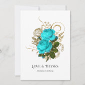 Turquoise en gouden bruiloft Bedankkaart (Voorkant)
