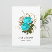 Turquoise en gouden bruiloft Bedankkaart (Staand voorkant)
