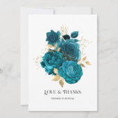 Turquoise en gouden bruiloft Bedankkaart (Voorkant)