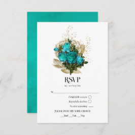  Turquoise en gouden bruiloft RSVP Kaartje