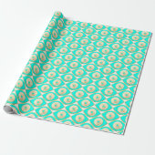 Turquoise en Gouden Derde Oog Cadeaupapier (Uitgerold)