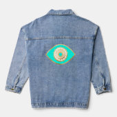 Turquoise en Gouden Derde Oog Denim Jacket (Achterkant)