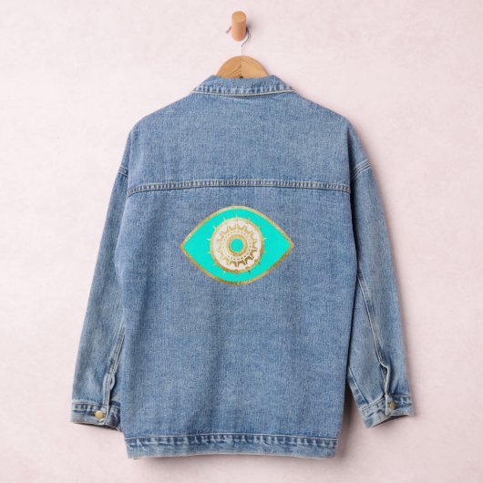 Turquoise en Gouden Derde Oog Denim Jacket (Hangar)