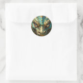 Turquoise en Gouden Draak Ronde Sticker (Tas)