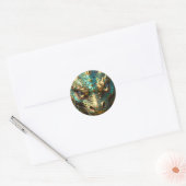 Turquoise en Gouden Draak Ronde Sticker (Envelop)