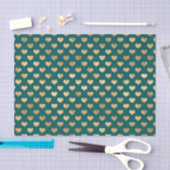 Turquoise en gouden folie harten tissuepapier (Craft)