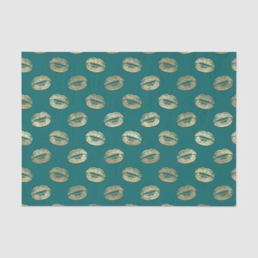 Turquoise en gouden folie lippen tissuepapier (Voorkant)