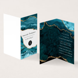 Turquoise en gouden geode agaatsteen visitekaartje