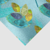 Turquoise en gouden glanzende faux Waterverf blade Tissuepapier (Detail)