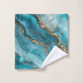 Turquoise en Gouden Glitter Agaat Bad Handdoek (Wasdoekje)