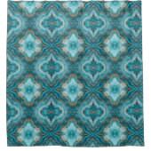 Turquoise en Gouden Glitter Agaat Douchegordijn (Voorkant)