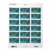 Turquoise en Gouden Glitter Agaat Etiket (Full Sheet)