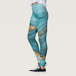 Turquoise en Gouden Glitter Agaat Leggings
