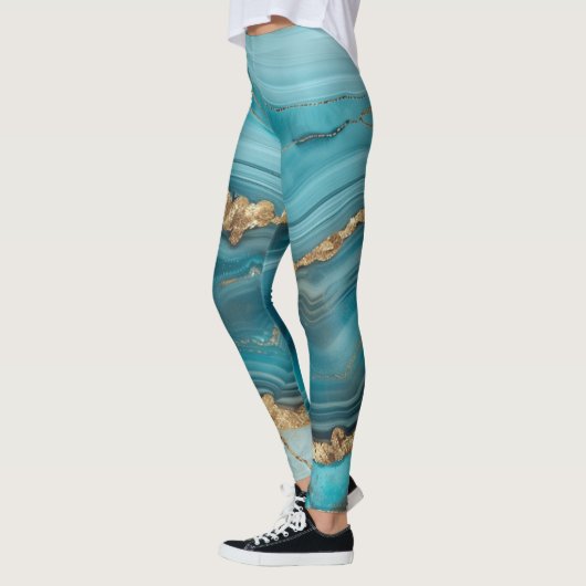 Turquoise en Gouden Glitter Agaat Leggings (Links)
