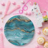 Turquoise en Gouden Glitter Agaat Papieren Bordje (Feest)