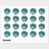 Turquoise en Gouden Glitter Agaat Ronde Sticker (Vel)