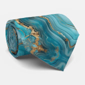 Turquoise en Gouden Glitter Agaat Stropdas (Opgerold)