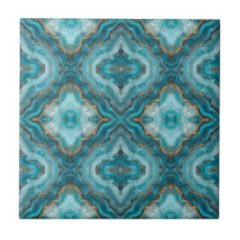Turquoise en Gouden Glitter Agaat Tegeltje