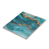 Turquoise en Gouden Glitter Agaat Tegeltje (Zijkant)