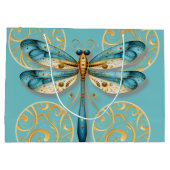 Turquoise en gouden libel groot cadeauzakje (Achterkant)