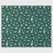 Turquoise en gouden luipaardvlekken cadeaupapier (Vlak)