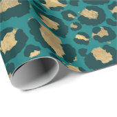 Turquoise en gouden luipaardvlekken cadeaupapier (Rol Hoek)