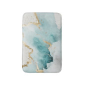 Turquoise en gouden marmer badmat (Voorkant Verticaal)
