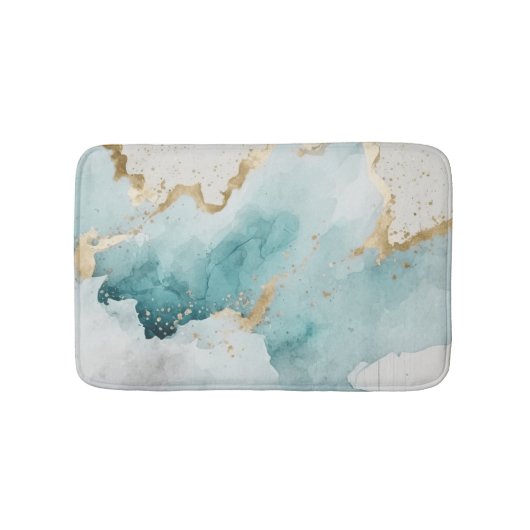 Turquoise en gouden marmer badmat (Voorkant)
