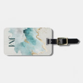 Turquoise en gouden marmer bagagelabel (Voorkant horizontaal)