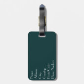 Turquoise en gouden marmer bagagelabel (Achterkant verticaal)