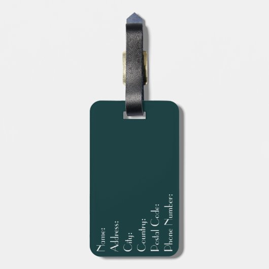 Turquoise en gouden marmer bagagelabel (Achterkant verticaal)
