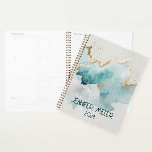 Turquoise en gouden marmer planner (Display)