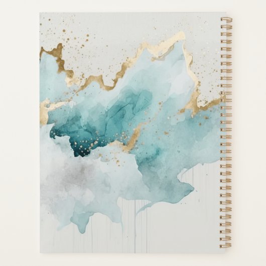 Turquoise en gouden marmer planner (Achterkant)