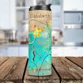 Turquoise en gouden oude wijsheid Boho Thermosbeker