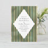 Turquoise en Gouden Paris Art Deco Bruiloft Kaart (Staand voorkant)