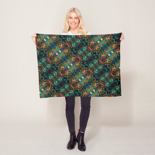 Turquoise en gouden patroon deken (In situ)