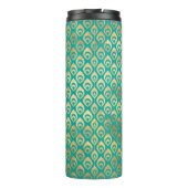 turquoise en gouden pauw thermosbeker (Achterkant)