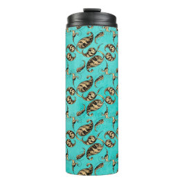 Turquoise en gouden Peacock Paisley Thermosbeker